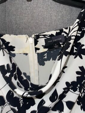 The Limited Black & White Floral Cowl Neck Dress